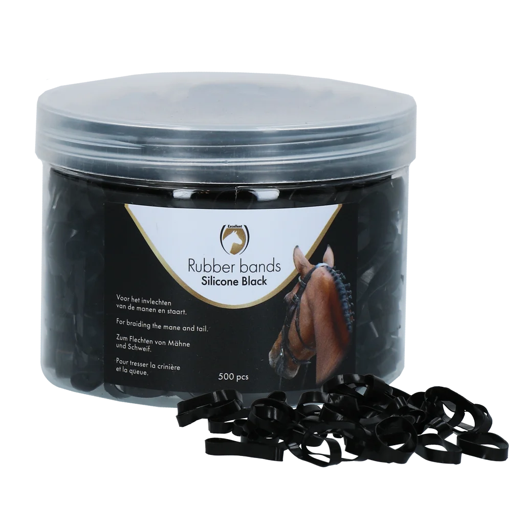 Elastici in silicone per trecce, 500 pezzi, neri – Excellent Horse Rubber Bands Silicone - immagine 1
