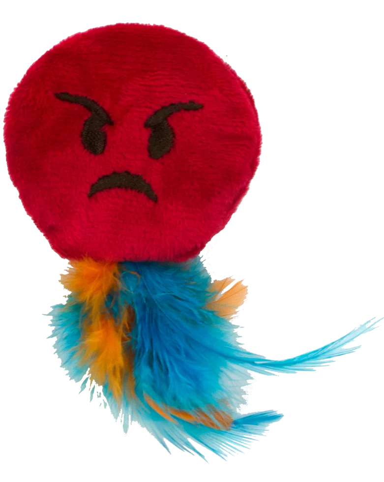 Gioco per gatti a forma di emoji con piume e MADNIP, ø 6 cm – Catmoji Angry - immagine 2