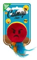 Gioco per gatti a forma di emoji con piume e MADNIP, ø 6 cm – Catmoji Angry