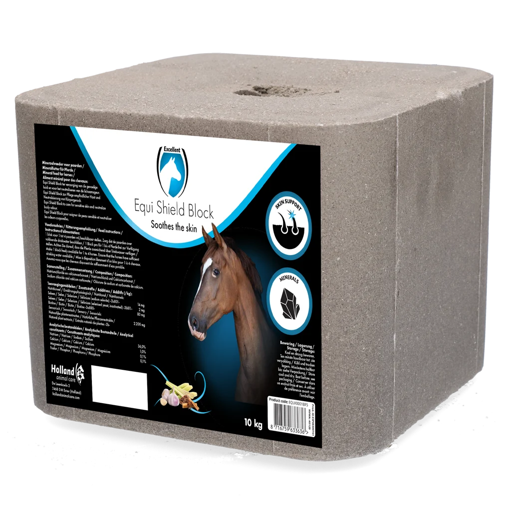 Blocco di sale da leccare per cavalli con aglio, 10 kg – Excellent Horse Shield Block - immagine 1