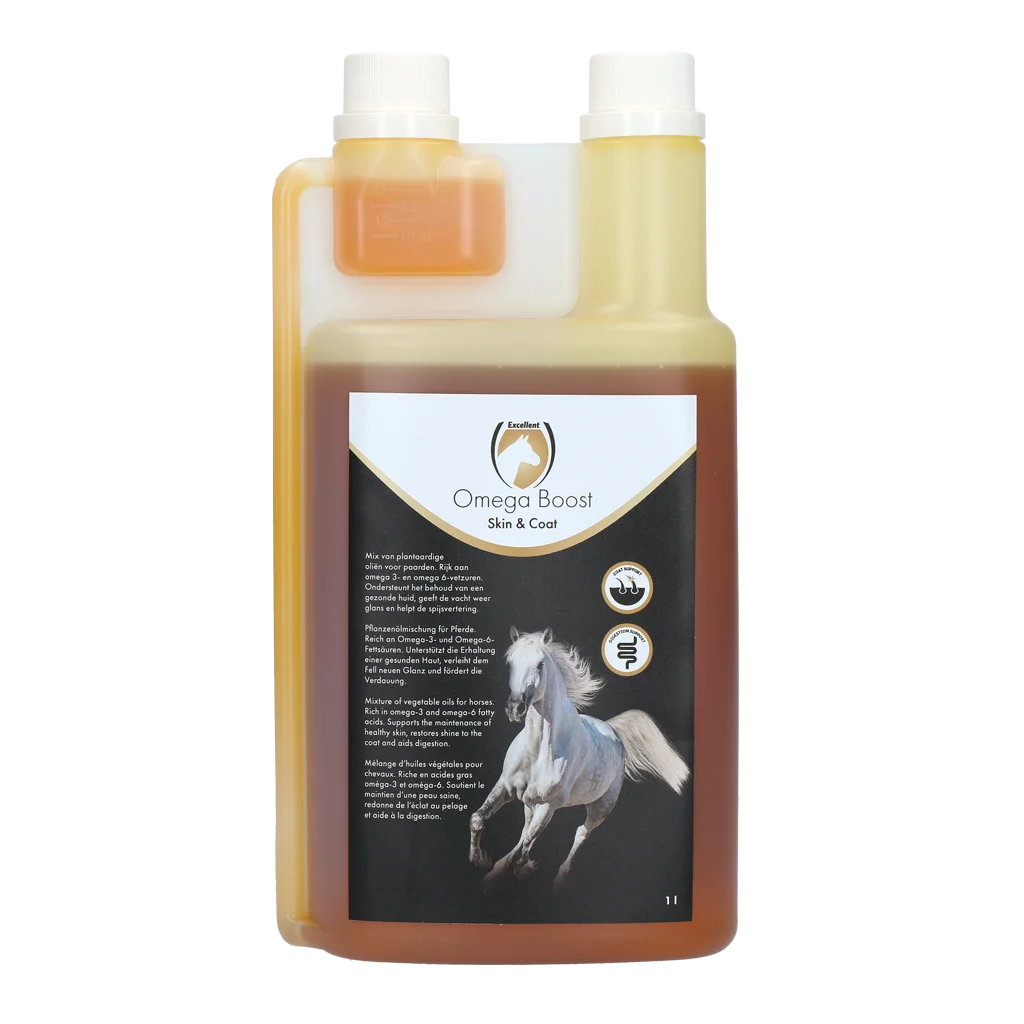 Olio vegetale per cavalli con Omega 3 e 6, 1 l – Excellent Horse Omega Boost - immagine 1
