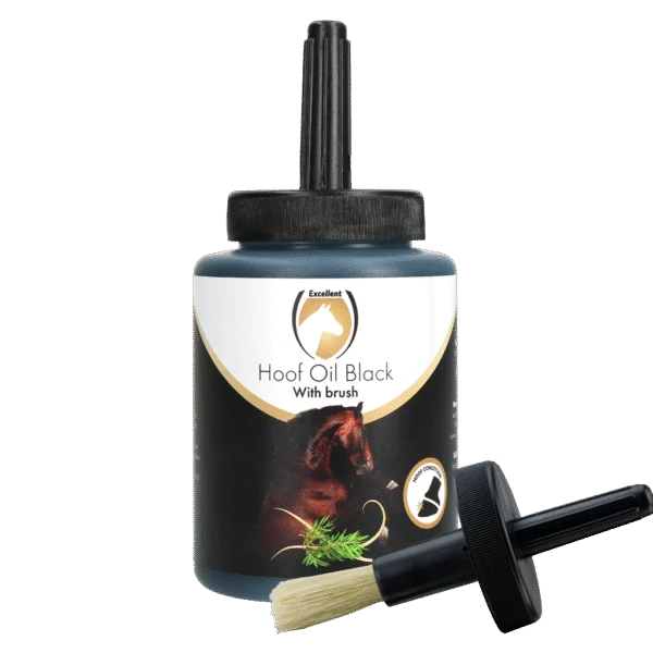 Olio per zoccoli con tea tree e spazzola, nero, 500 ml – Excellent Horse Hoof Oil Black