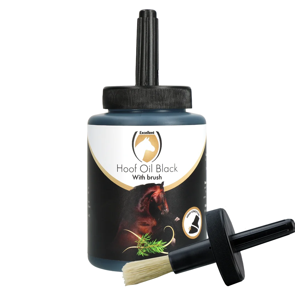 Olio per zoccoli con tea tree e spazzola, nero, 500 ml – Excellent Horse Hoof Oil Black - immagine 1