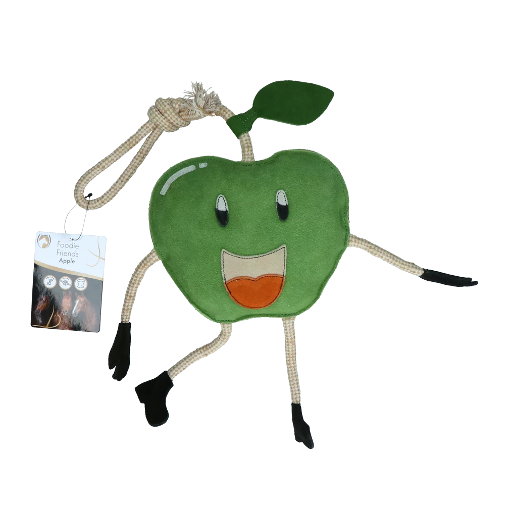 EXCE01050A.png Giocattolo da scuderia per cavalli in cuoio con imbottitura in juta, mela, 23 x 20 x 7 cm – Excellent Horse Foodie Friends Apple - immagine 1