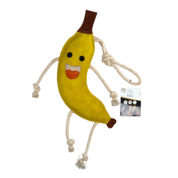 Gioco da scuderia per cavalli in pelle con imbottitura di juta, banana, 40 x 12 x 5 cm – Excellent Horse Foodie Friends Banana