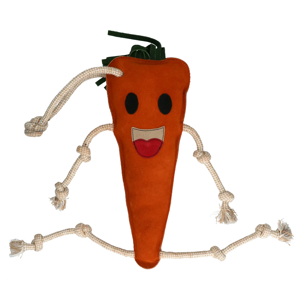 Gioco da stalla per cavalli in pelle con imbottitura in juta, carota, 40 x 16 x 5 cm – Excellent Horse Foodie Friends Carrot - immagine 2
