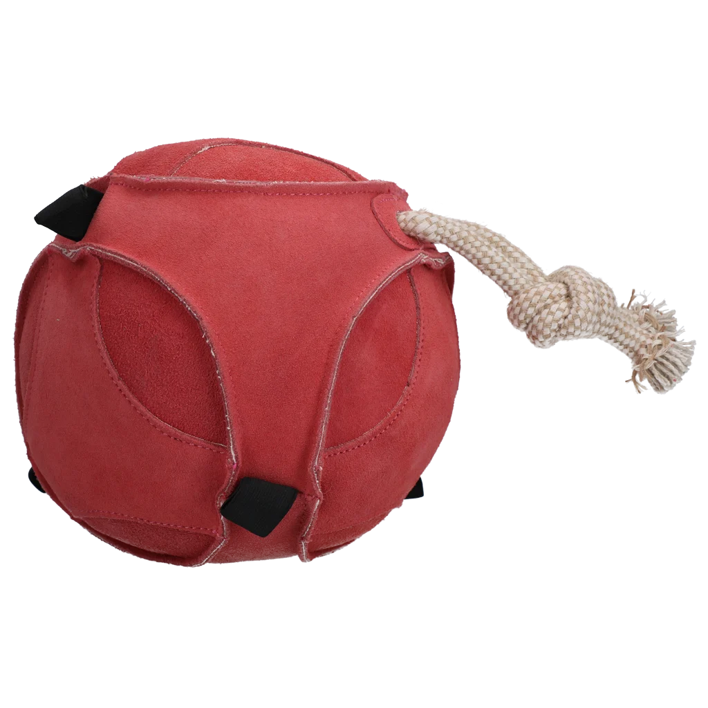 Palla da gioco in camoscio per cavalli con asole elastiche, rosa – Excellent Horse Fun Play Ball - immagine 1