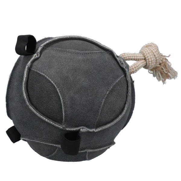 Palla da gioco per cavalli in camoscio con passanti elastici, grigia – Excellent Horse Fun Play Ball