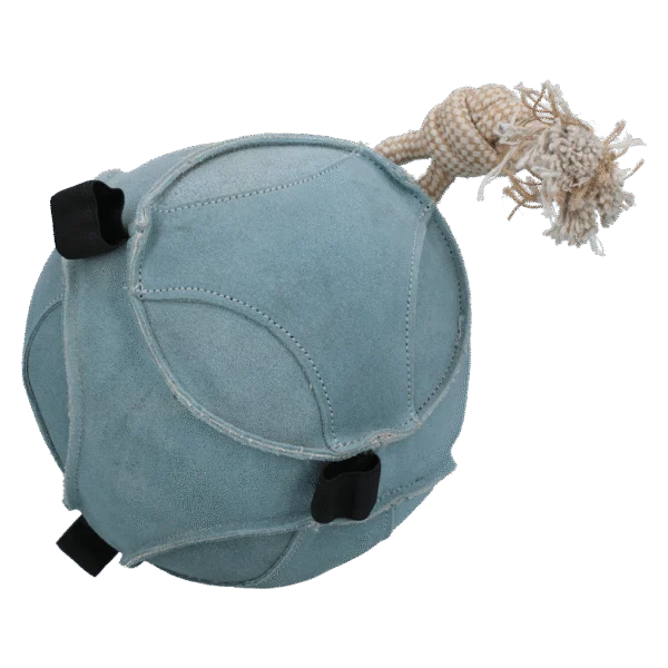 Palla da gioco in camoscio per cavalli con anelli per snack, blu – Excellent Horse Fun Play Ball Suede
