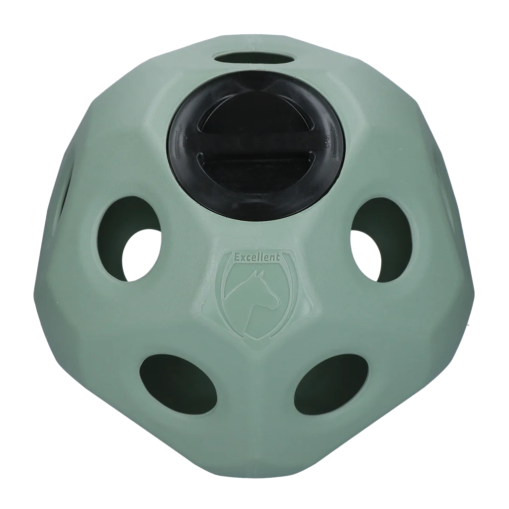 Palla porta mangime per cavalli con aperture, verde – Excellent Horse Feed & Play Ball - immagine 1