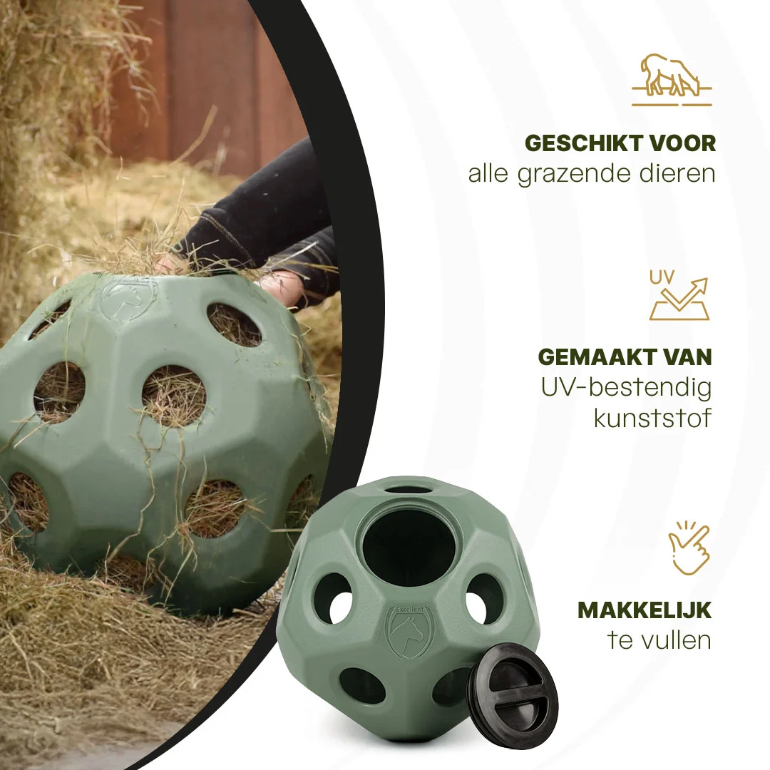 Palla porta mangime per cavalli con aperture, verde – Excellent Horse Feed & Play Ball - immagine 4