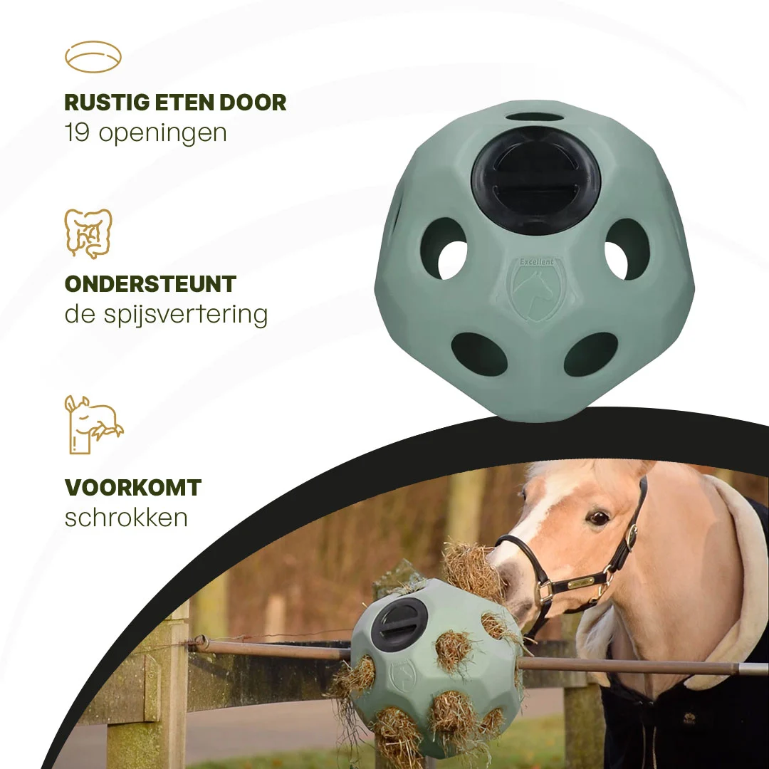 Palla porta mangime per cavalli con aperture, verde – Excellent Horse Feed & Play Ball - immagine 5