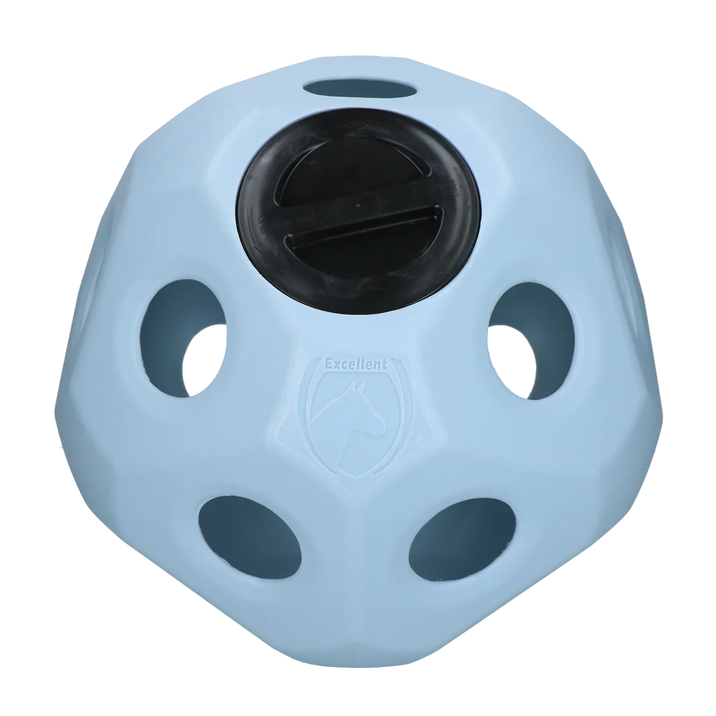 Palla portamangime per cavalli con aperture, blu – Excellent Horse Feed & Play Ball - immagine 1