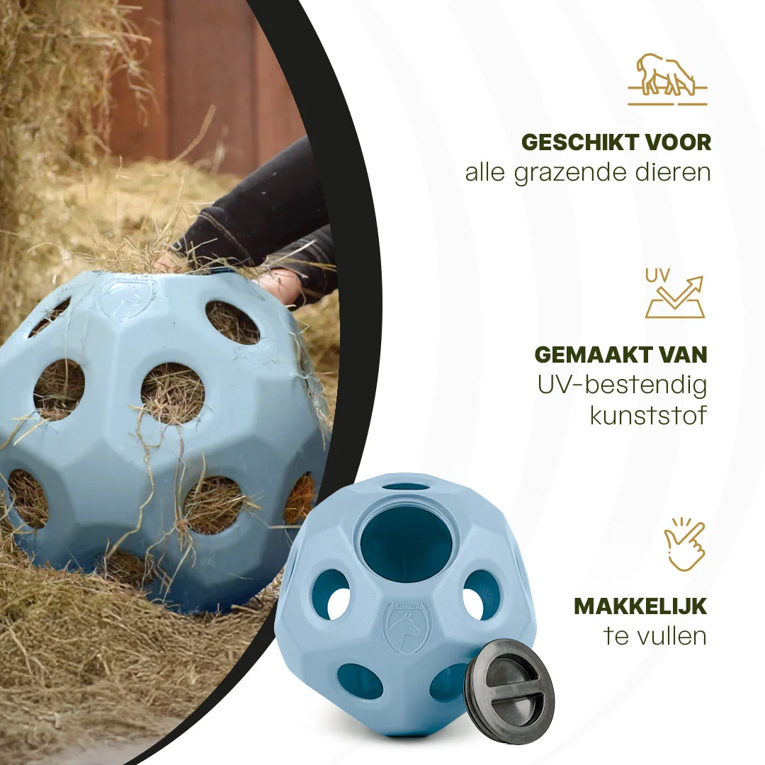Palla portamangime per cavalli con aperture, blu – Excellent Horse Feed & Play Ball - immagine 4