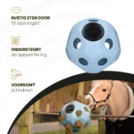 Palla portamangime per cavalli con aperture, blu – Excellent Horse Feed & Play Ball - immagine 5