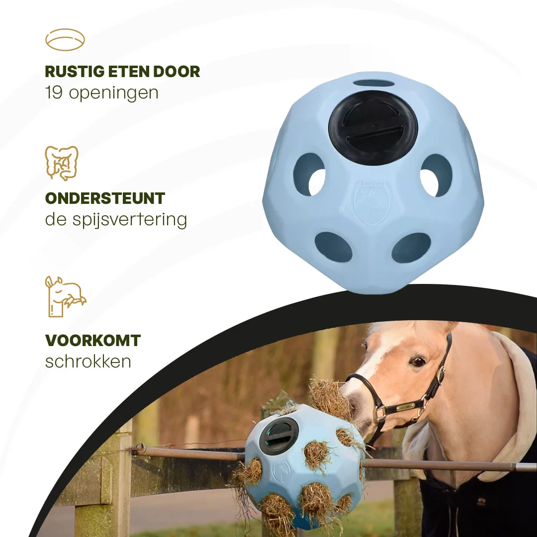 Palla portamangime per cavalli con aperture, blu – Excellent Horse Feed & Play Ball - immagine 5