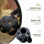 Palla per l’alimentazione dei cavalli con aperture per il mangime, nera – Excellent Horse Feed & Play Ball - immagine 4