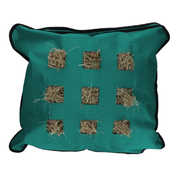 Sacco per fieno per cavalli, quadrato, petrolio, 62 x 55 cm – Excellent Horse Hay Pillow Slow Feeder