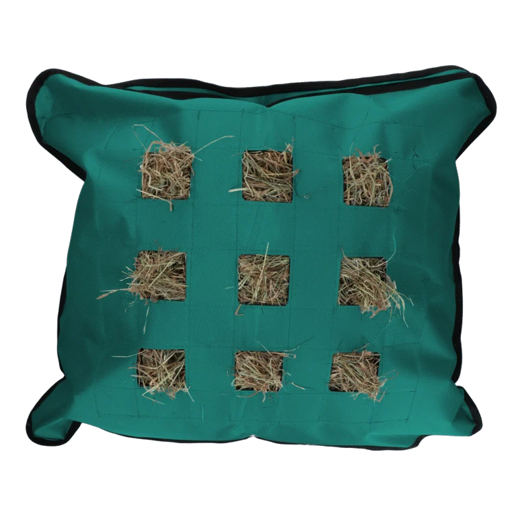 Sacco per fieno per cavalli, quadrato, petrolio, 62 x 55 cm – Excellent Horse Hay Pillow Slow Feeder