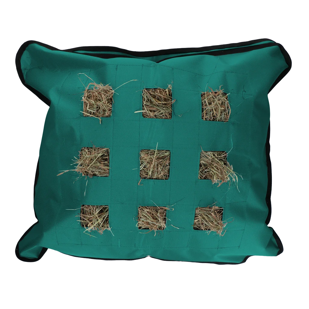 Sacco per fieno per cavalli, quadrato, petrolio, 62 x 55 cm – Excellent Horse Hay Pillow Slow Feeder - immagine 1