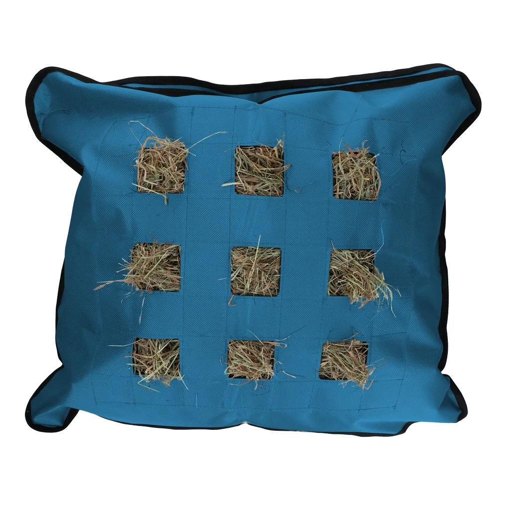 Sacco per fieno per cavalli, quadrato, blu, 62 x 55 cm – Excellent Horse Hay Pillow Slow Feeder - immagine 1