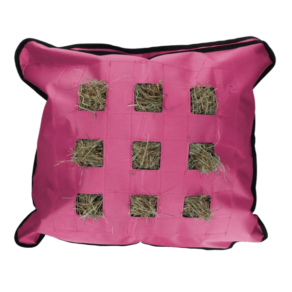 Sacco per fieno per cavalli, quadrato, rosa, 62 x 55 cm – Excellent Horse Hay Pillow Slow Feeder