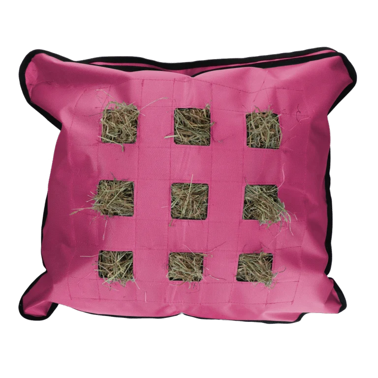 Sacco per fieno per cavalli, quadrato, rosa, 62 x 55 cm – Excellent Horse Hay Pillow Slow Feeder