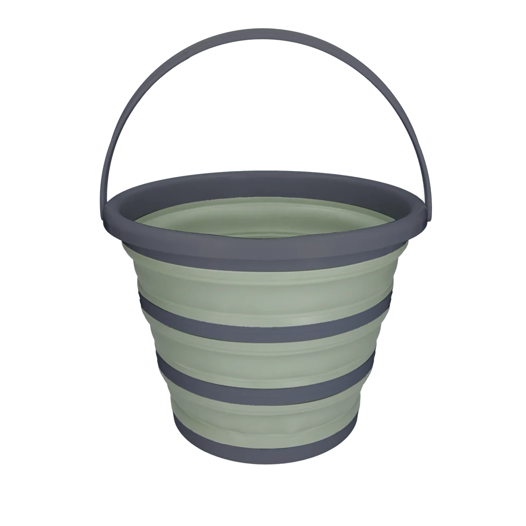 Secchio pieghevole per mangime e acqua, 10 l, verde e grigio – Secchio pieghevole Excellent Horse - immagine 1