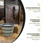 Secchio pieghevole per mangime e acqua, 10 l, verde e grigio – Secchio pieghevole Excellent Horse - immagine 3
