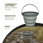 Secchio pieghevole per mangime e acqua, 10 l, verde e grigio – Secchio pieghevole Excellent Horse - immagine 4