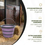 Secchio pieghevole per mangime e acqua, 10 l, lilla e grigio – Excellent Horse Vouwbare Emmer - immagine 3