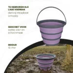Secchio pieghevole per mangime e acqua, 10 l, lilla e grigio – Excellent Horse Vouwbare Emmer - immagine 4