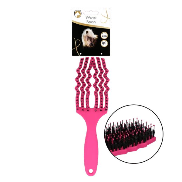 Spazzola districante per criniera con setole di cinghiale, rosa – Excellent Horse Wave Brush