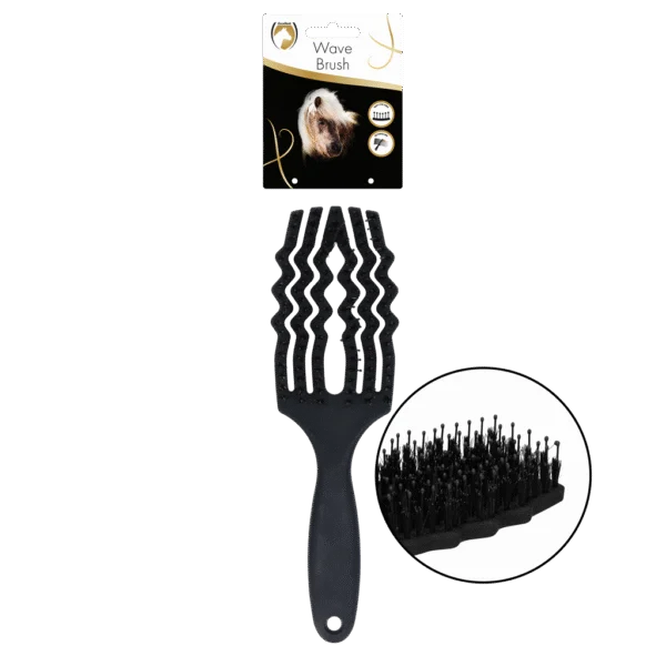 Spazzola districante per criniera con setole di cinghiale, nera – Excellent Horse Wave Brush