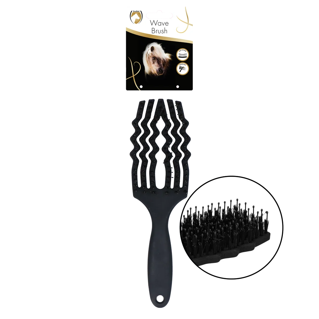 Spazzola districante per criniera con setole di cinghiale, nera – Excellent Horse Wave Brush - immagine 1