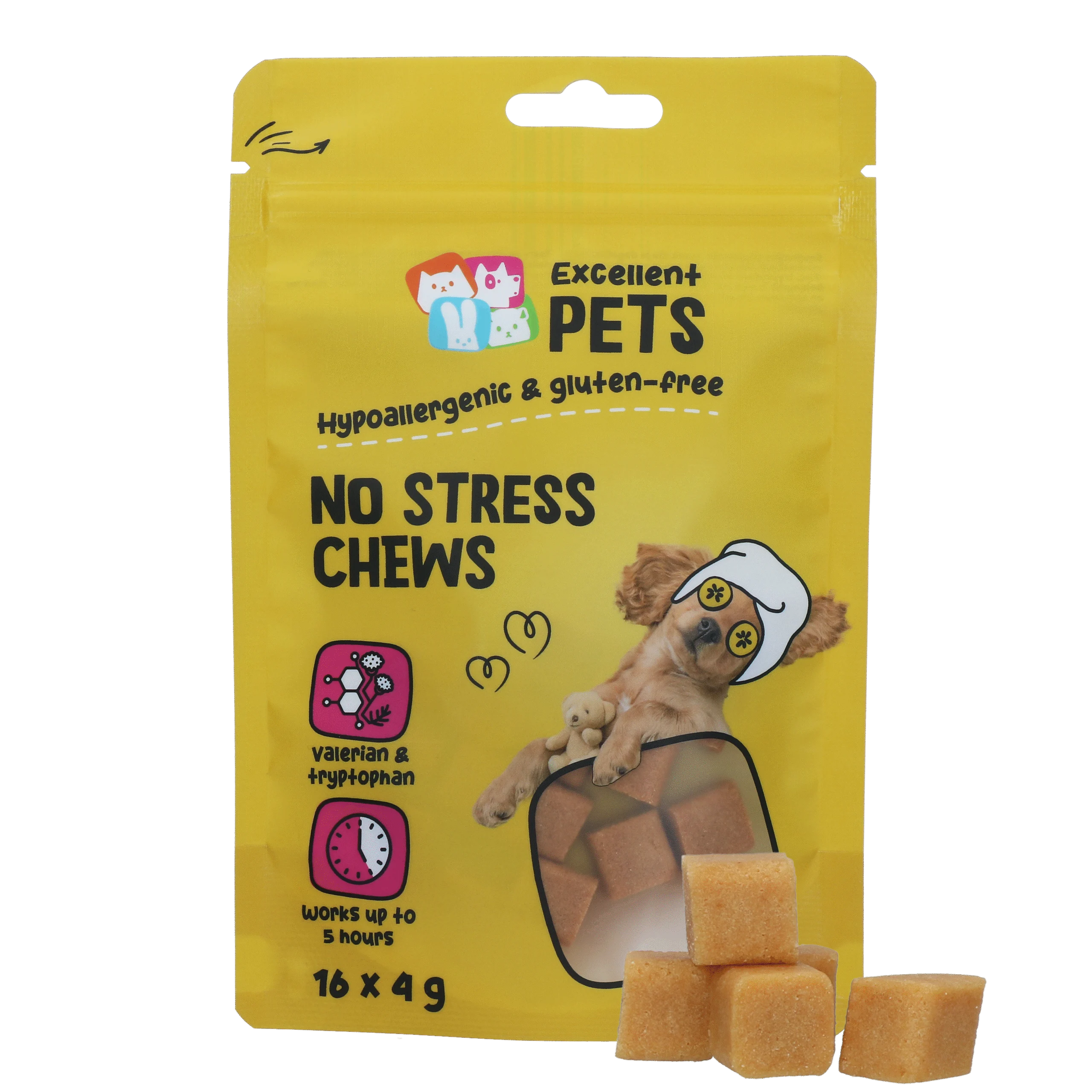 Snack morbidi da masticare per cani nei momenti di tensione, 16 x 4 g – Excellent Pets No Stress Soft Chews - immagine 1
