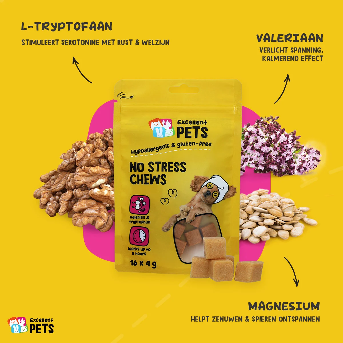 Snack morbidi da masticare per cani nei momenti di tensione, 16 x 4 g – Excellent Pets No Stress Soft Chews - immagine 6