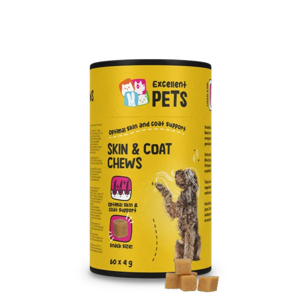 Integratore per cani per pelle e mantello, 60 snack morbidi da masticare – Excellent Pets Skin & Coat Soft Chews