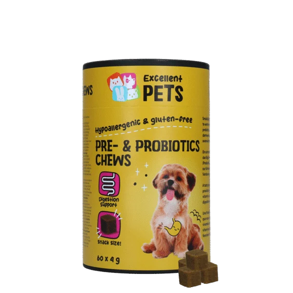 Integratore per cani con prebiotici e probiotici, 60 pezzi – Excellent Pets Pre- & Probiotics Chews