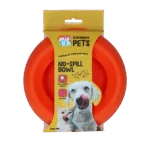 Ciotola in silicone per cani con bordo antispruzzo, 300 ml, arancione – Excellent Pets No-Spill Bowl