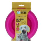 Ciotola per Cani in Silicone per Cibo e Acqua con Bordo Antisversamento, 300 ml Rosa – Excellent Pets No-Spill Bowl
