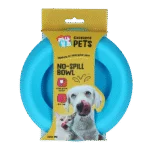 Ciotola per Cani in Silicone per Cibo e Acqua con Bordo Antisversamento, 300 ml Blu – Excellent Pets No-Spill Bowl