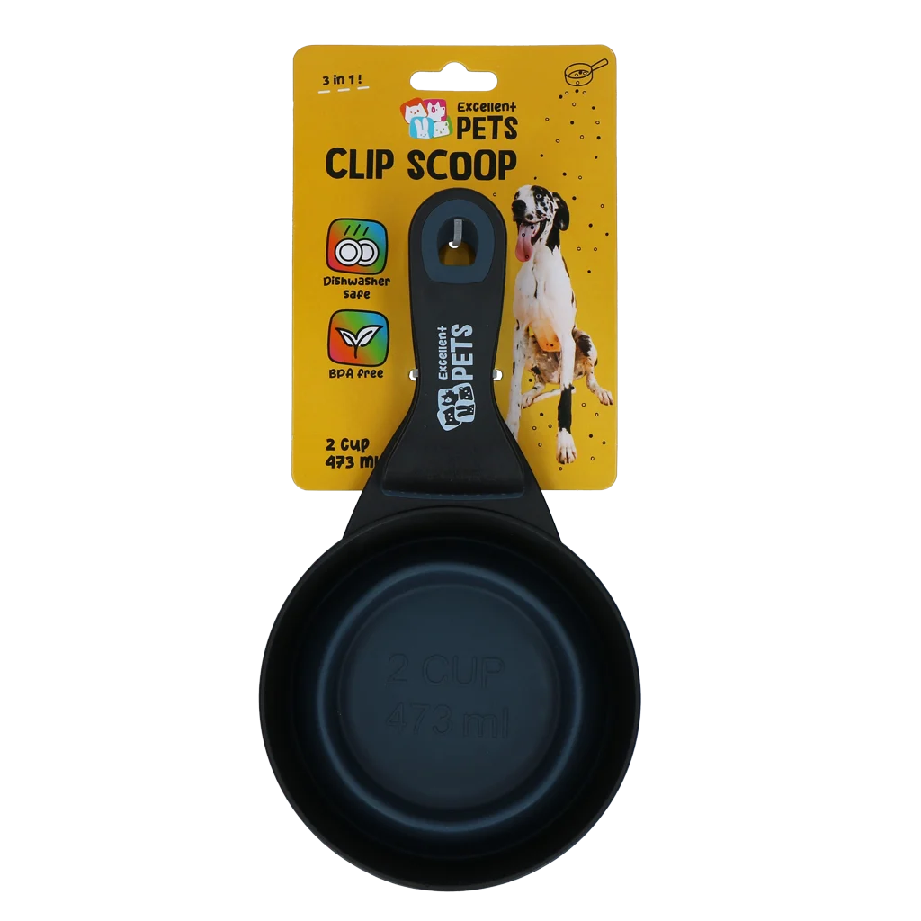 Misurino per mangime con clip di chiusura, 2 cup – Excellent Pets Clip Scoop - immagine 1