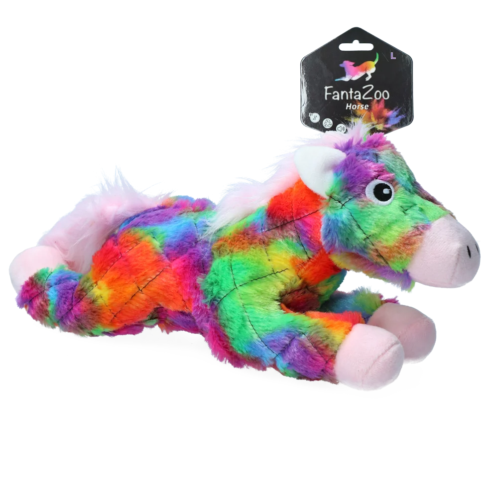 Peluche per cani a forma di cavallo con squeaker, L, 32 x 16 cm – FantaZoo Horse - immagine 1