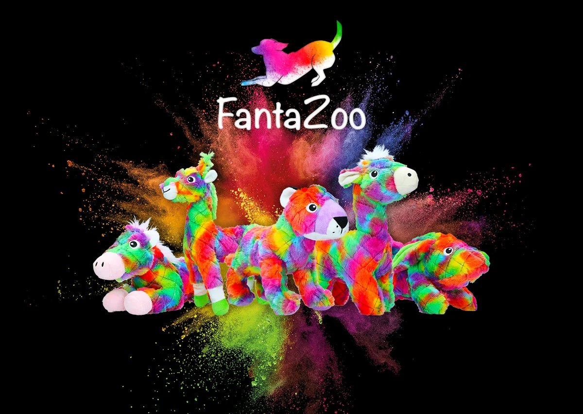 Peluche per cani in materiale riciclato con squeaker, L, 32 x 16 cm – FantaZoo Giraffe - immagine 3