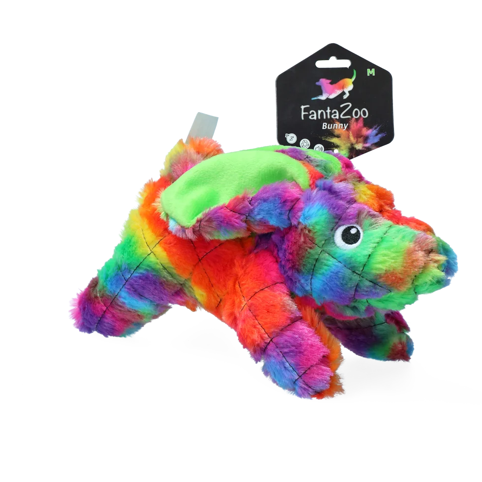 Peluche per cani in materiale riciclato con squeaker, M, 23 x 13 cm – FantaZoo Bunny - immagine 1