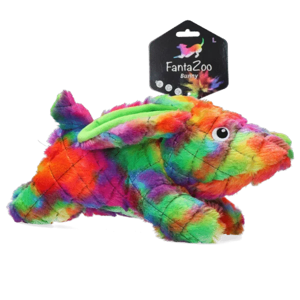 Peluche per cani in materiale riciclato con squeaker, L, 32 x 16 cm – FantaZoo Bunny
