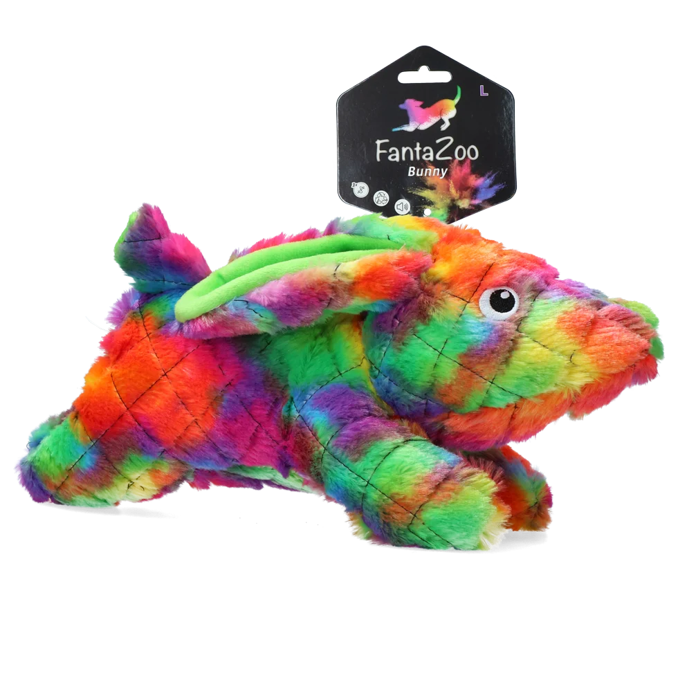 FANT009.png Peluche per cani in materiale riciclato con squeaker, L, 32 x 16 cm – FantaZoo Bunny - immagine 1