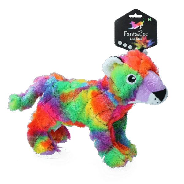 Peluche per cani Leopardo con squeaker, M, 23 x 13 cm – FantaZoo Leopard