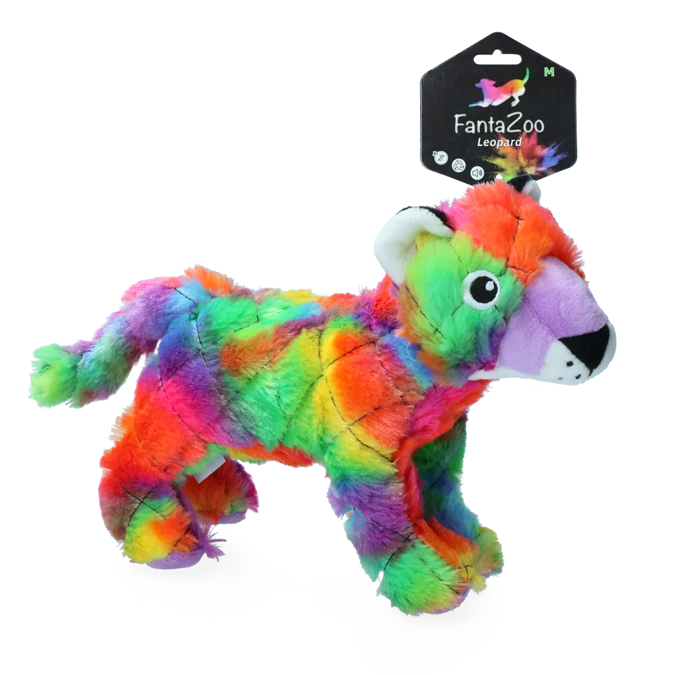 Peluche per cani Leopardo con squeaker, M, 23 x 13 cm – FantaZoo Leopard - immagine 1